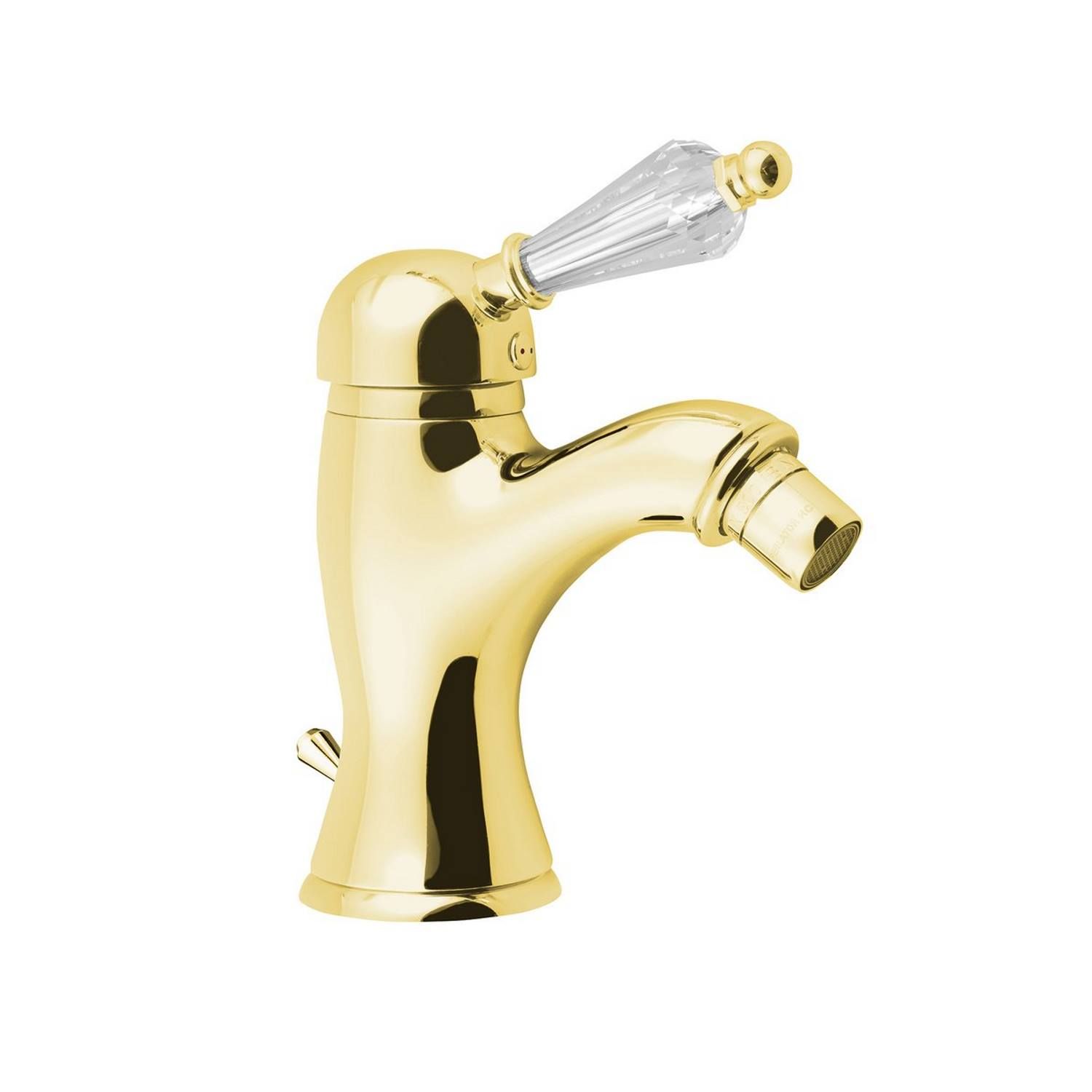 Bidetkraan Sapho Kirké Retro Kristal 1-hendel Gebogen 18.2 cm Goud (incl. clickwaste)