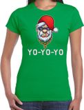 Bellatio Decorations Shoppartners Bv Gangster / rapper Santa fout Kerstshirt / Kerst t-shirt groen voor dames - Kerstkleding / Christmas outfit S