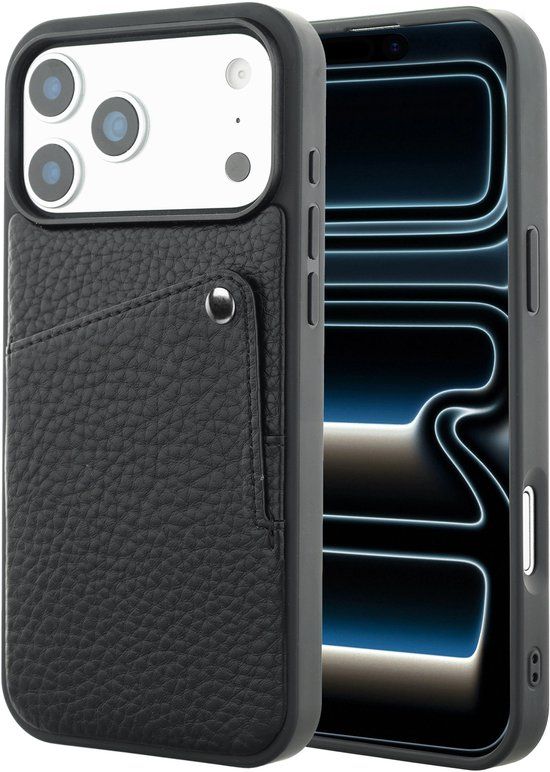 Selencia Hoesje - Geschikt voor Apple iPhone 17 Pro Max - Backcover met Pashouder - Zwart