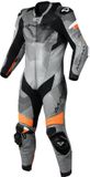 Macna Ignite geperforeerd eendelig motorfiets lederen pak - Zwart/grijs/oranje - Maat 50