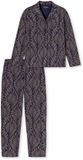 SCHIESSER Pyjama Lang Dames Gebloemd 100% Katoen Deep Sea Blue Maat 36