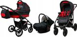 BabyLux® Largo | Ensemble de poussette 3 en 1 | Noir Rouge | Poussette combinée | Ensemble de poussette | Poussette +