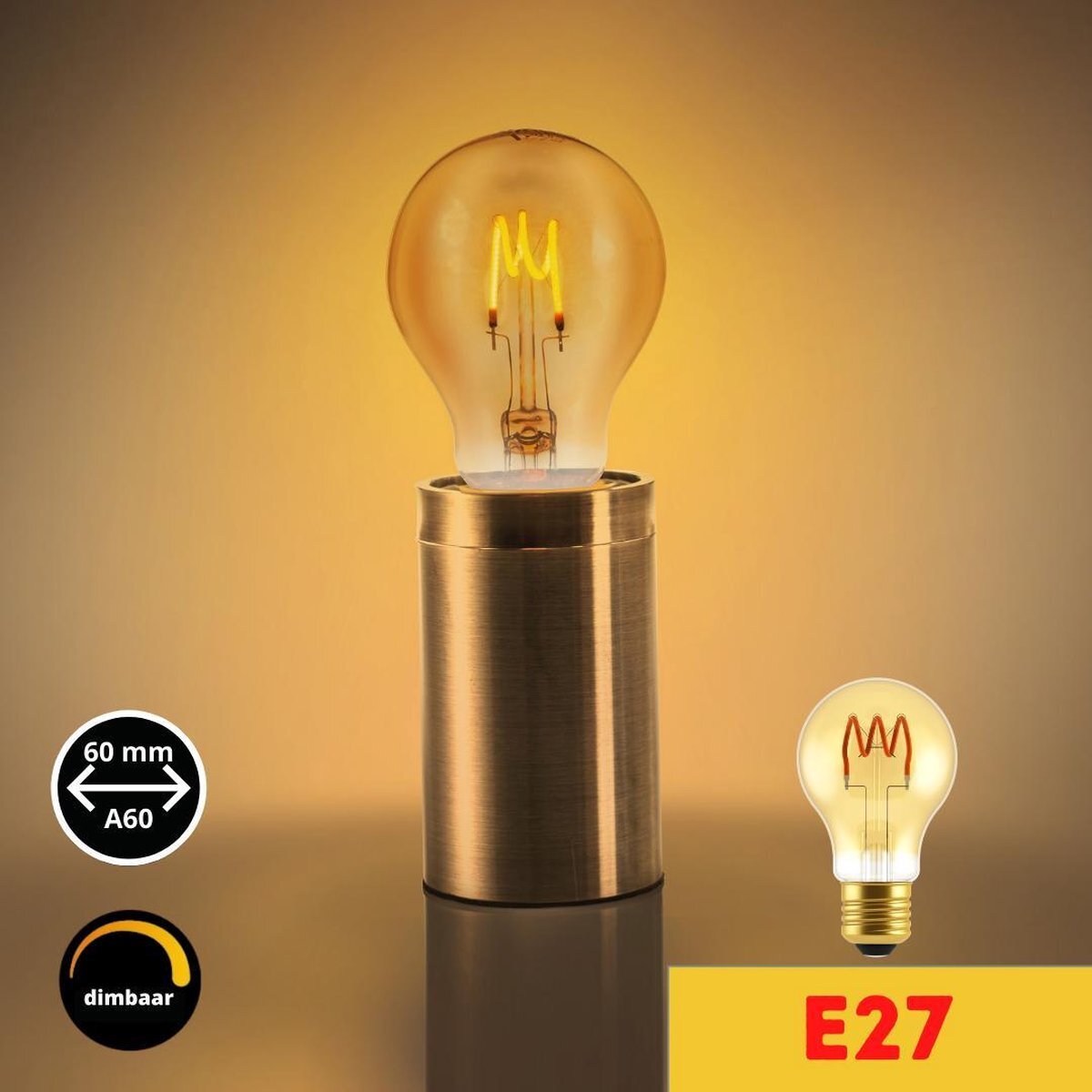 Proventa LED Filament lamp E27 - ? 60 mm - Dimbaar - Warm wit - Vintage peer bulb