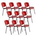 Silla Ofituria Silla de Oficina Sin Ruedas, Silla Confidente de Plástico con Estructura Metálica, Silla para Sala de Espera, Recepción, Reuniones, Conferencias, etc. (10 Sillas, Rojo)