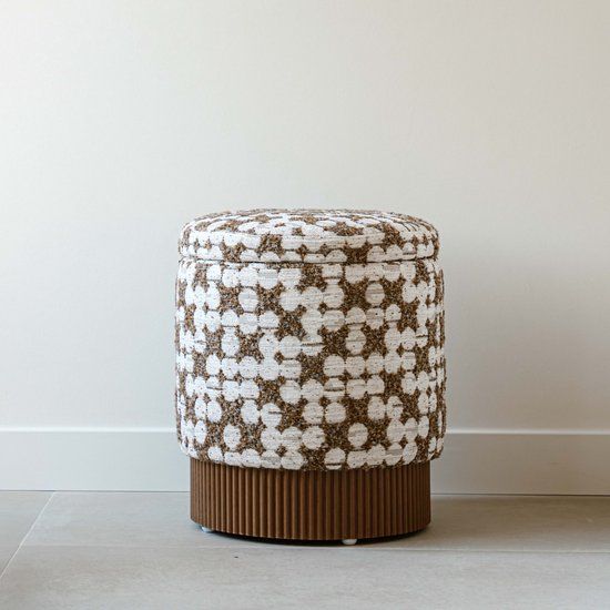 Indore Home Saar Poef Ottomaans Opbergruimte Bruin Beige