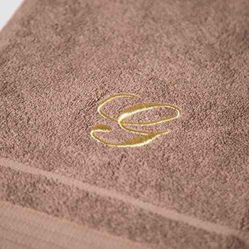 Caleffi Handdoek met gastendoekje van katoen geborduurd koffie - 71328