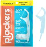 Plackers Twin-Line Dental Flossers - Cool Mint - 75 Stuks