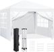 Merkloos Partytent Opvouwbaar - Tuinpaviljoen - Easy Up Partytent - 3x3m - Pop Up Canopy - Zijwanden – Outdoor Winter Gazebo – Verstelbare - Hoogte Poten – Ramen - Draagtas - UV - Bescherming - Wit