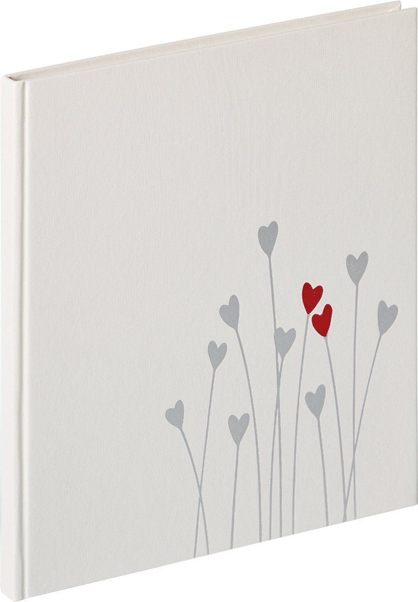 Walther Bleeding Heart - Gastenboek - 23x25 cm - 72 pagina s - Wit met Zilver en Rood opdruk