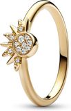 Pandora Moments Celestial Sparkling Sun 14-karaats vergulde ring met heldere zirkoniasteentjes, 60