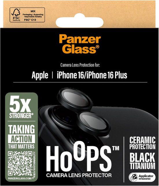 PanzerGlass Hoops Ceramic Lens Protector voor de Apple iPhone 16