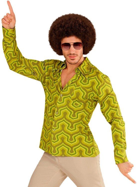Generik Groen groovy jaren 70 blouse voor mannen - Volwassenen kostuums