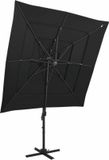 vidaXL Parasol 250x250 cm Zwart Aluminium Stokparasol Rond Waterafstotend UV-bescherming