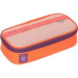 LÄSSIG School Space Pencil Case Unieke etui, Roze / neon oranje.