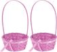 8x stuks rieten mandjes roze rond met hengsel 39 cm