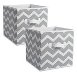 DII Chevron Opbergbak, Groot 13x13x13x13", Grijs, 2 stuks