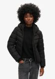 Superdry Hooded Microfibre Padded Jkt Dames Jas - Black - Maat XL