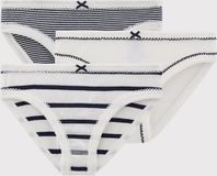 Petit Bateau Set van 3 gestreepte meisjesonderbroeken - Wit/Blauw + Blauw/Wit + Wit