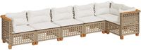 vidaXL 6-delige Loungeset met kussens, polyrattan, beige