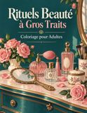 Rituels Beauté à Gros Traits Coloriage pour Adultes: Un univers relaxant de coiffeuses, flacons et moments cocooning, avec 50 illustrations sans petits détails