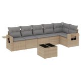 vidaXL 6-delige Loungeset met Kussens, Poly Rattan, Beige