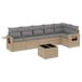 vidaXL 6-delige Loungeset met Kussens, Poly Rattan, Beige