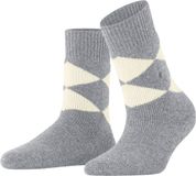 Burlington Cosy Argyle gedessineerd wol sokken dames grijs - maat 36-41