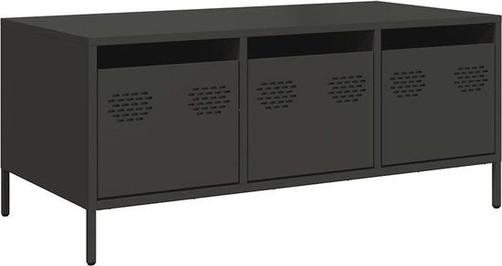 vidaXL Salontafel 101,5x50x43,5 cm koudgewalst staal zwart