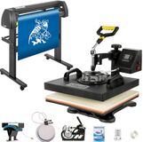 StarTech Latios Hittepers en Vinyl Snijplotter Set - 5-in-1 Combi - 38x38 cm Transferpers - 720 mm Snijplotter - Dubbel Display - Software Inbegrepen