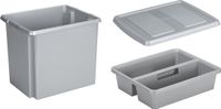 Sunware Nesta boîte de rangement en plastique 45 litres - gris clair - avec couvercle - plateau organisateur - empilable