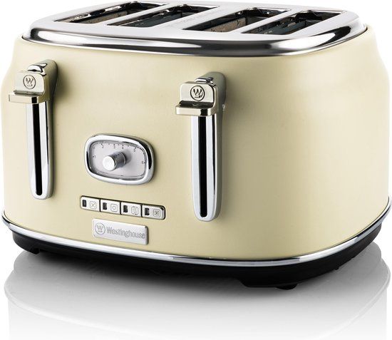 Westinghouse Retro Broodrooster - 4 Sneden - Wit - Met Warmhoudrek