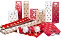 HEKU Geschenkverpakkingsset, 16-delig, sterren, bestaande uit 4 rollen cadeaupapier, 4 flessenzakken, 4 geschenkzakjes en 4 geschenklinten