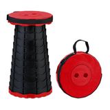 Relaxdays Camping krukje - Telescopisch - Hoogte Verstelbaar - Tot 100 kg - Rood-Zwart