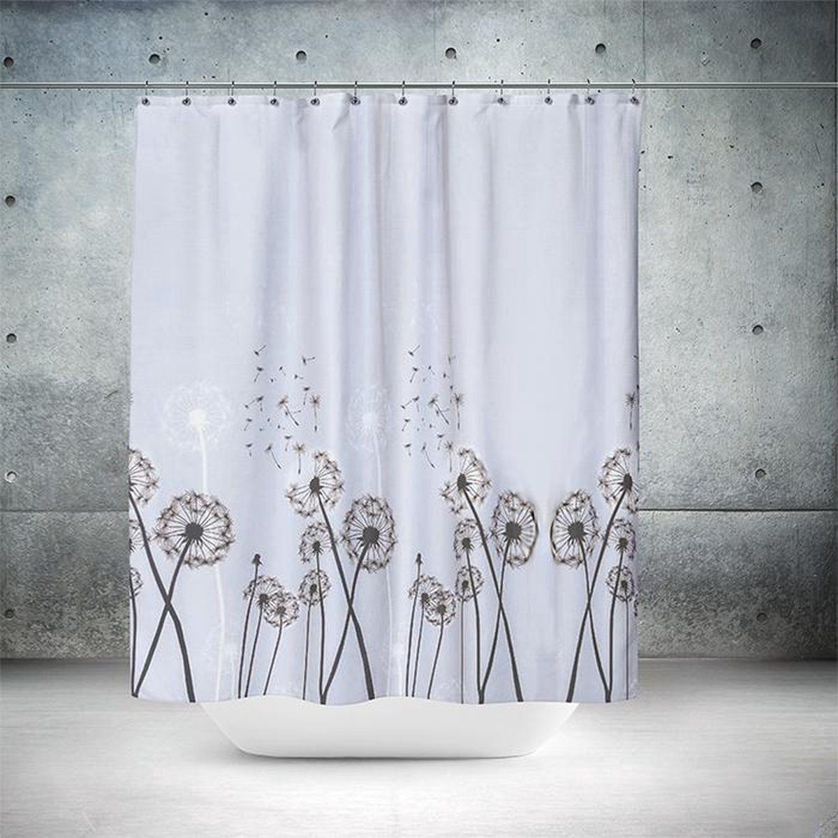 Roomture Dandelion Douchegordijn - 180 x 200 cm - Grijs - Polyester