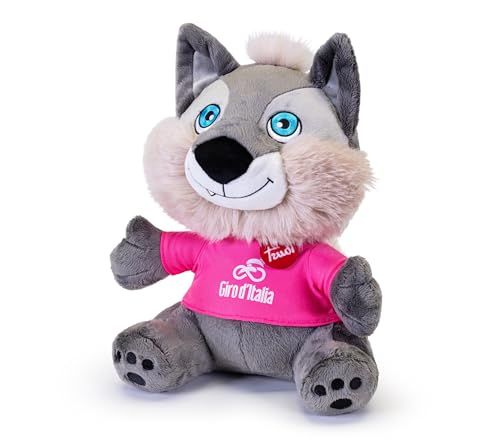 Trudi Lupo Wolfie Pluche dier met T-shirt en etiket, 14 x 30 x 22 cm, maat M, mascotte Giro d'Italia 2026, model 69285