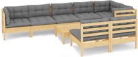 vidaXL 9-delige loungeset met grijze kussens massief grenenhout