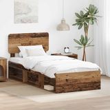 vidaXL Bedframe met hoofdeinde Oudhout 75 x 190 cm Massief grenenhout