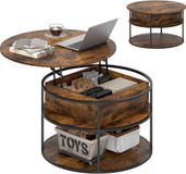 HOMCOM Salontafel - Spaanplaat, Staal - 80L x 80B x 47-61,5H cm - Bruin