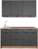 Vicco Eenpersoonskeuken Fame-Line, Donkergrijs/Goudkleurig Eiken, 150 cm, WB Eik