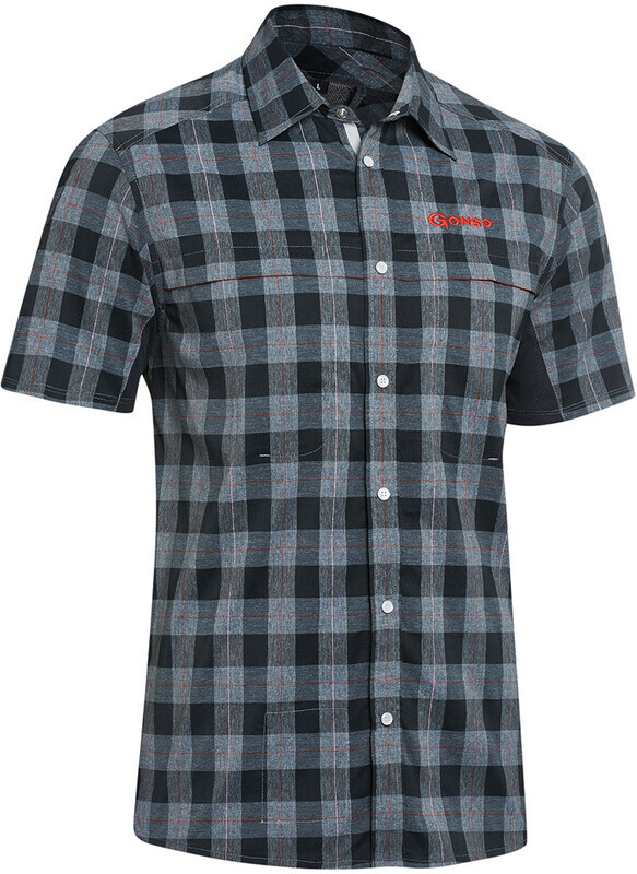 Gonso Don Fiets T-shirt Heren, black melange check