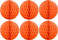 Boules en papier - 6x - orange - 10 cm - décoration de Noël pour sapin