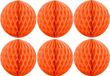 Boules en papier - 6x - orange - 10 cm - décoration de Noël pour sapin