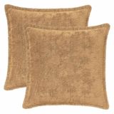 vidaXL - Kussensloop - 2 stuks - Houten - Taupe - 45 x 45 cm - Nep Konijnenbont