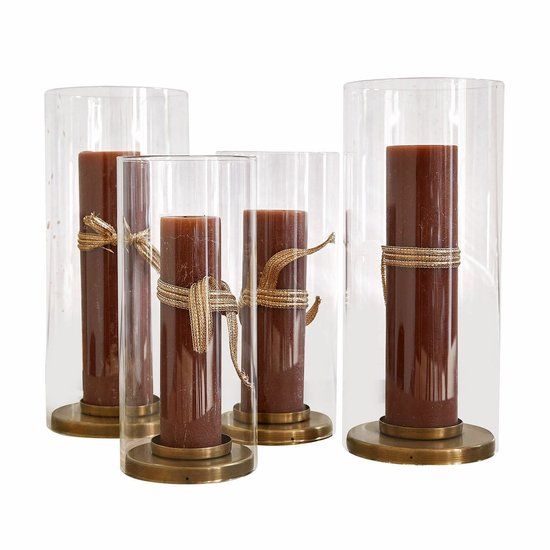LOBERON Windlicht set van 4 Kriven messing/helder
