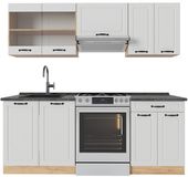 Vicco R-Line Complete keukeneenheid – 200 cm, WB Antraciet Wit landhuis/gouden eik