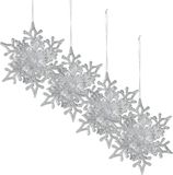 Christmas Decoration Koopman International Christmas Decoration kersthangers sneeuwvlokken - 4x -zilver -11,5 cm