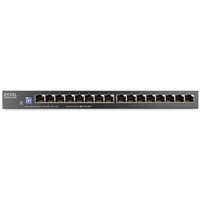 Zyxel 16 Port Netwerk Switch | Onbeheerde Gigabit Ethernet Switch | 16x GbE Poorten | Slank Ontwerp | Schakelbare DIP | Ventilatorloos | Inclusief Wandmontageset | GS1100-16ES