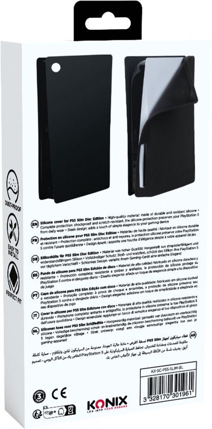 Konix Cover PlayStation 5 Slim Zwart Silicone Krasbestendig Schokbestendig