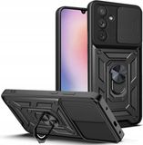 Techsuit Hoesje geschikt voor Samsung Galaxy A24 4G - Camshield Back Cover - Zwart