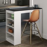 Merkloos Temahome Bartafel Aravis 115x50 met opbergruimte - wit/zwart